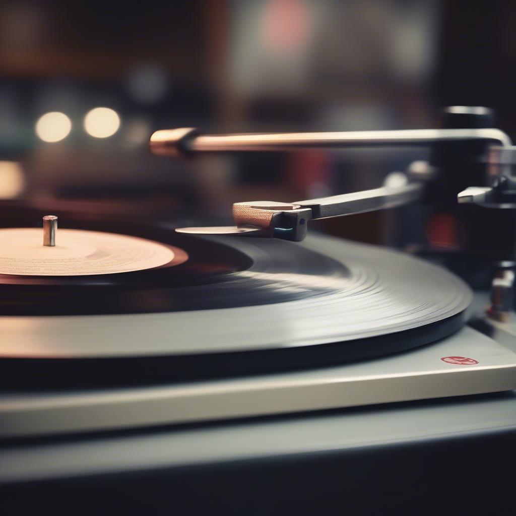 Close-up of a Vinyl Record Playing a Ballad