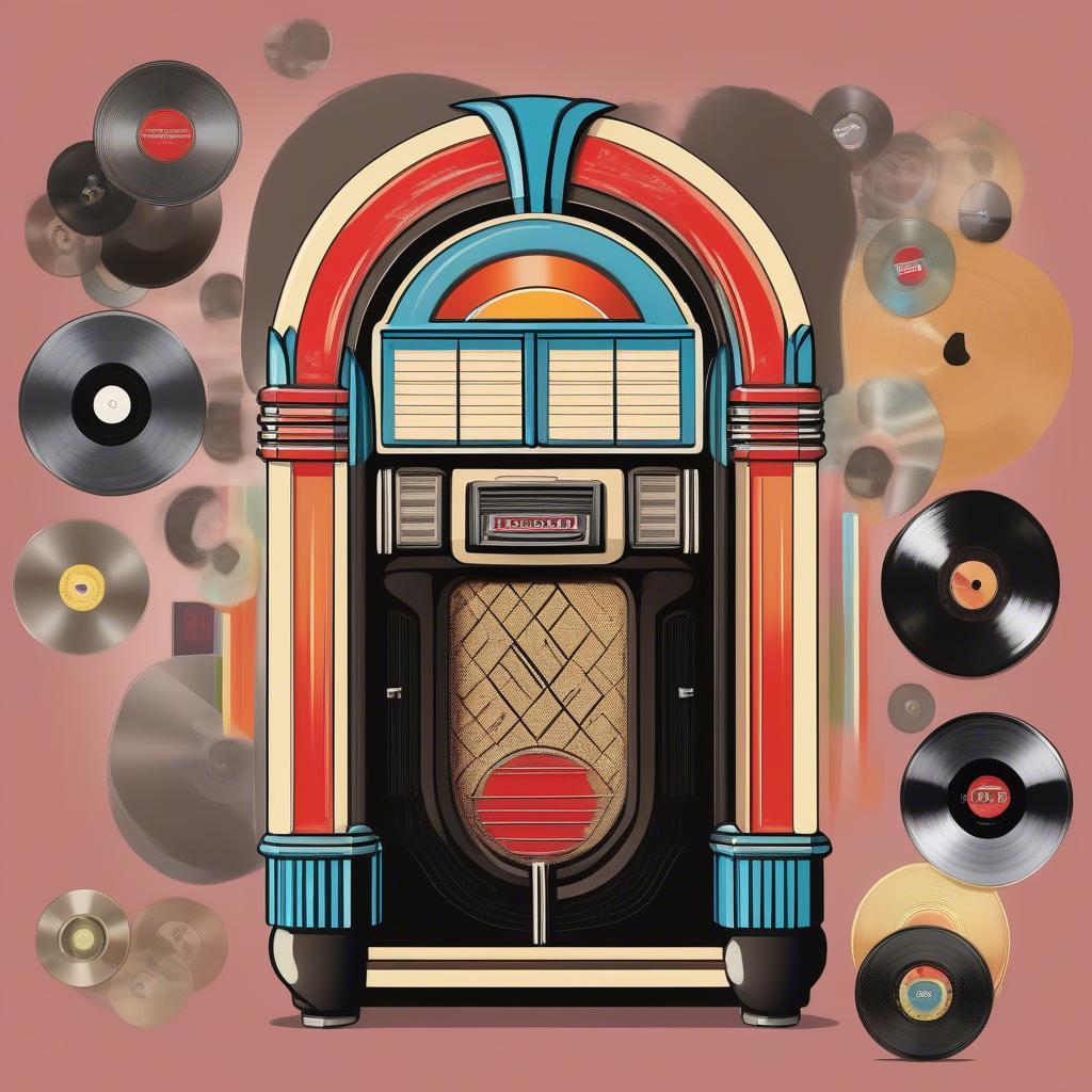 1950s Jukebox and Vinyl Records