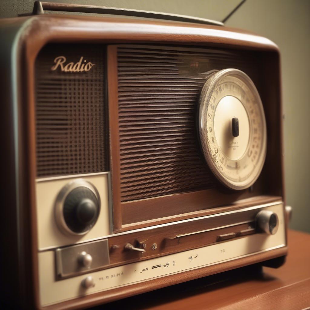 A vintage radio broadcasting the top hits of 1950