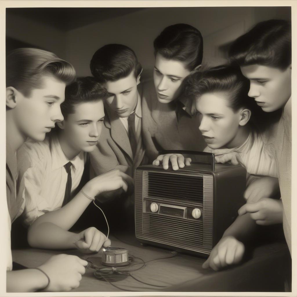 Teenagers Listening to the Radio in 1956