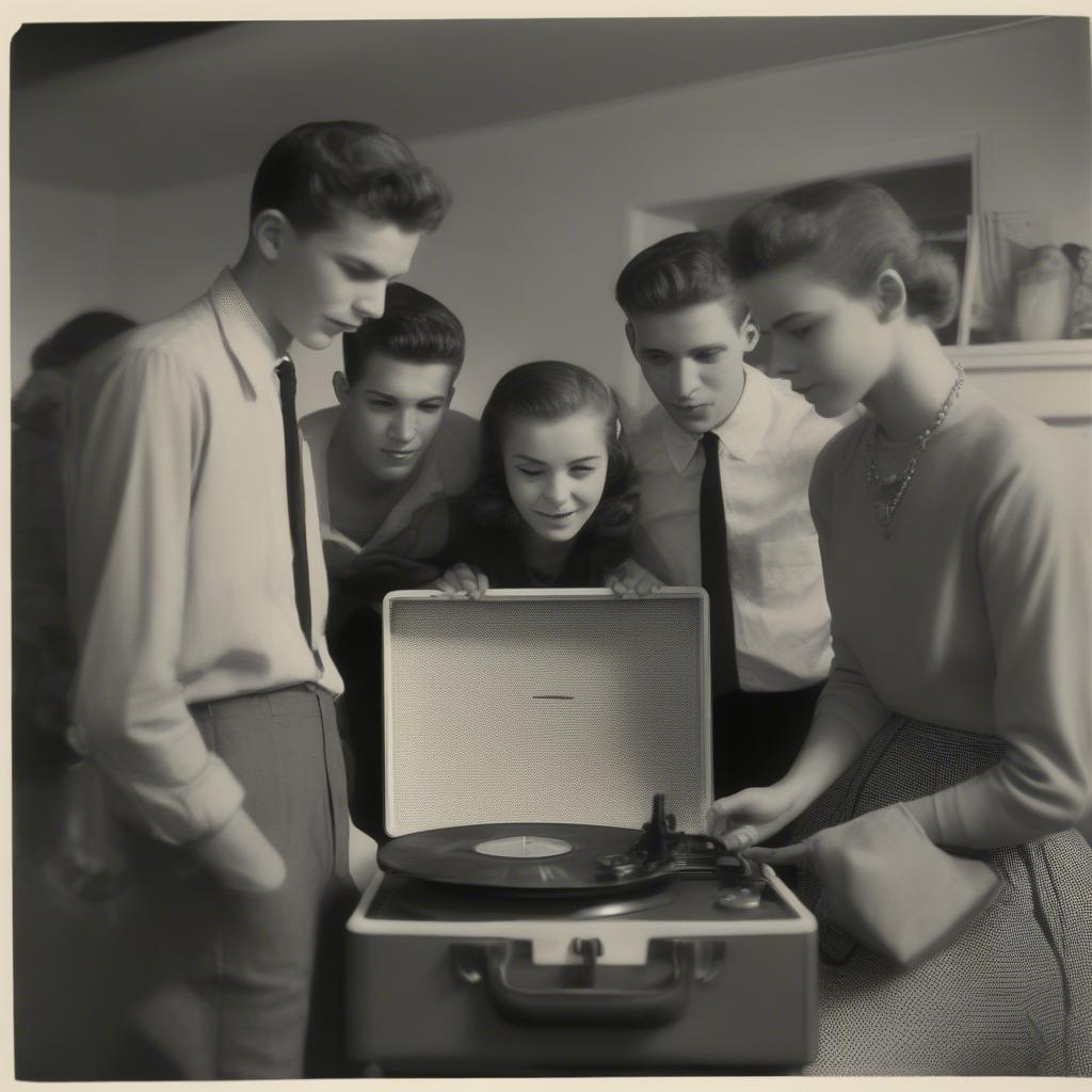 Teenagers Listening to Music in 1957