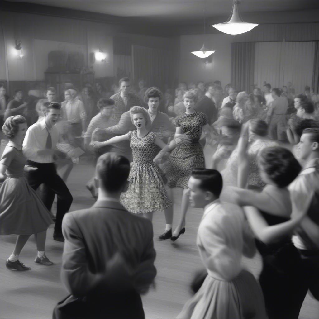 Teenagers Dancing at a Sock Hop in 1958