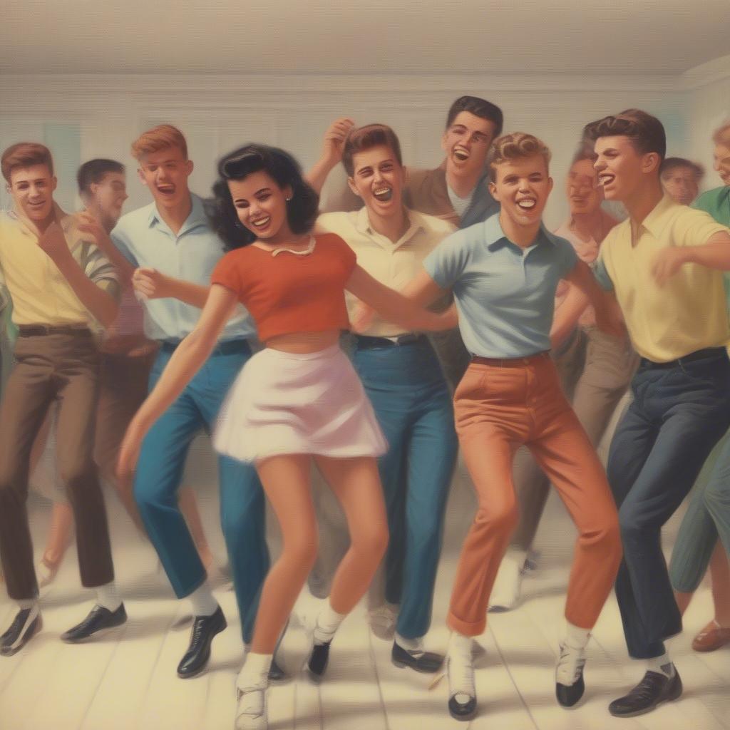 Teenagers Dancing to 1959 Music