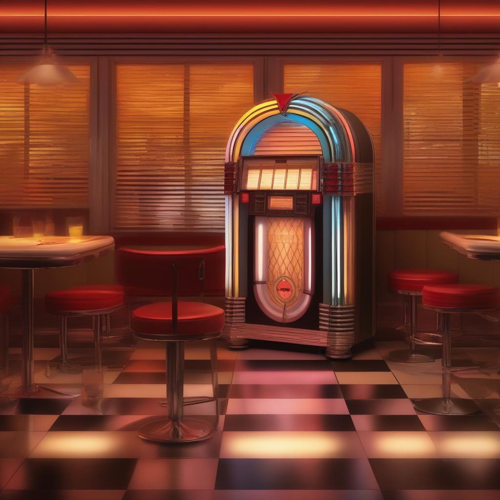 1960s Jukebox Playing Music in a Diner