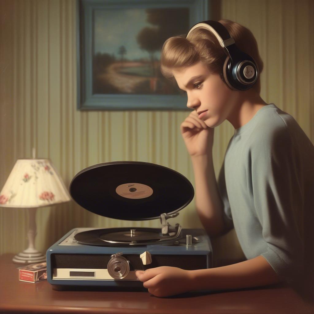 Listening to Music on a Record Player in the 1960s