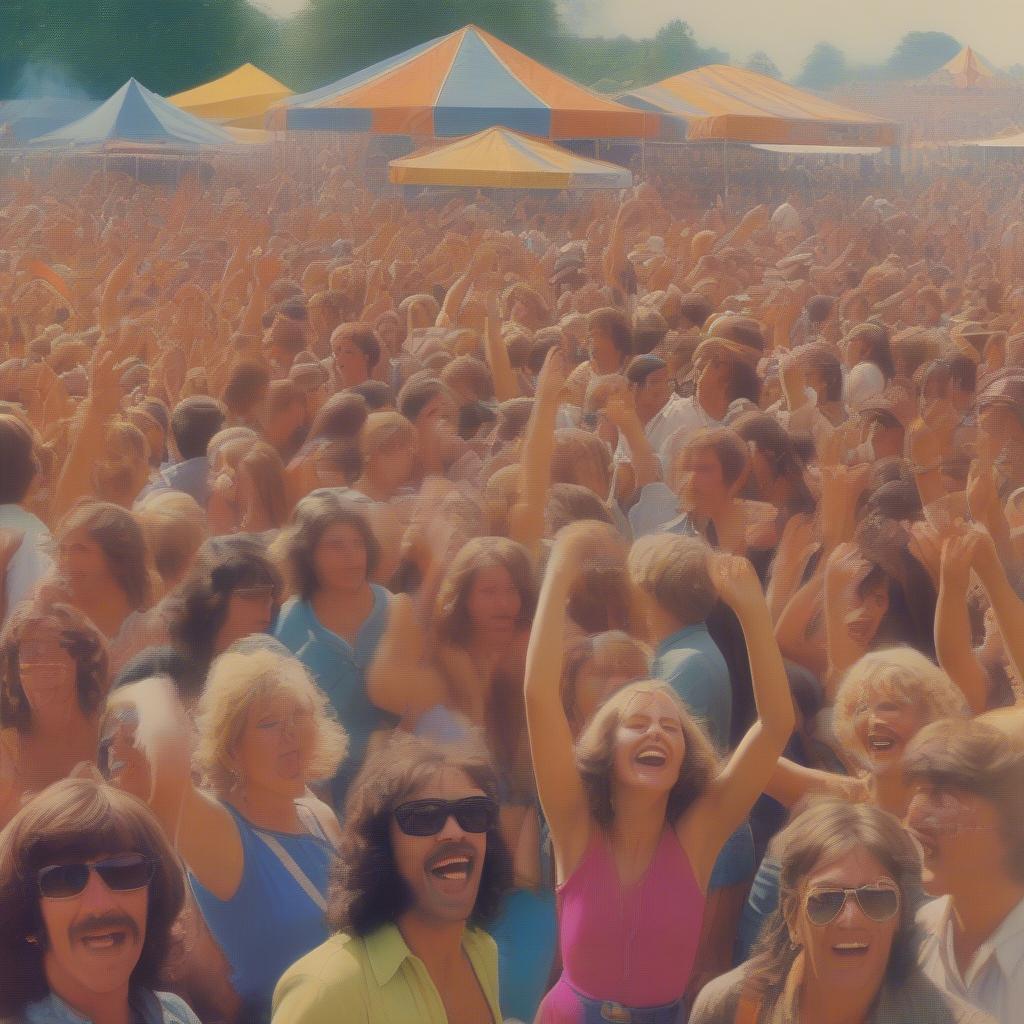 1970s Music Festival Crowd