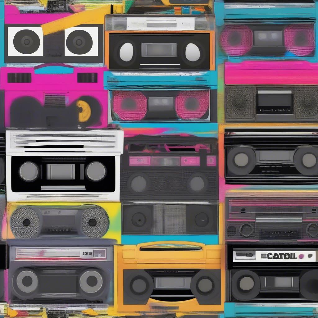 1980s Boombox and Cassette Tapes