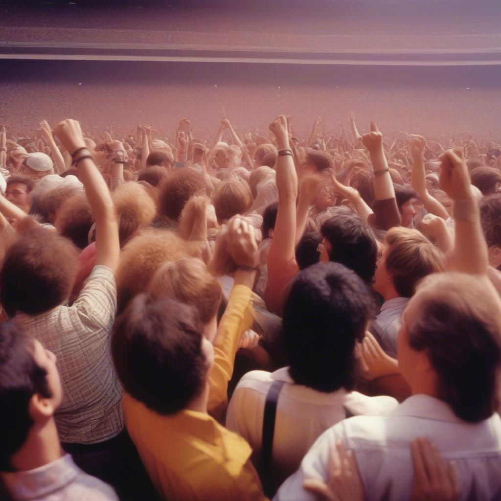 Energetic Concert Crowd in the 1980s