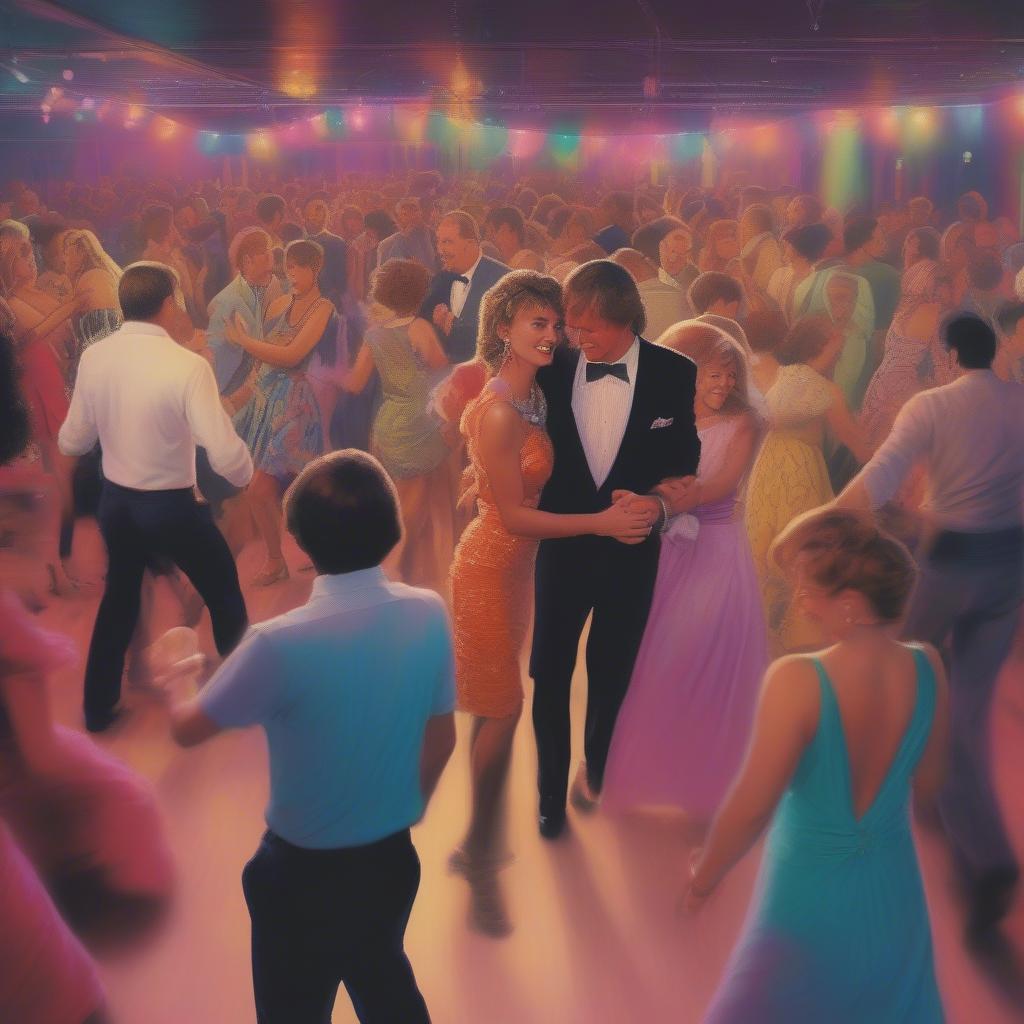 1980s Wedding Reception Dance Floor Filled with Guests