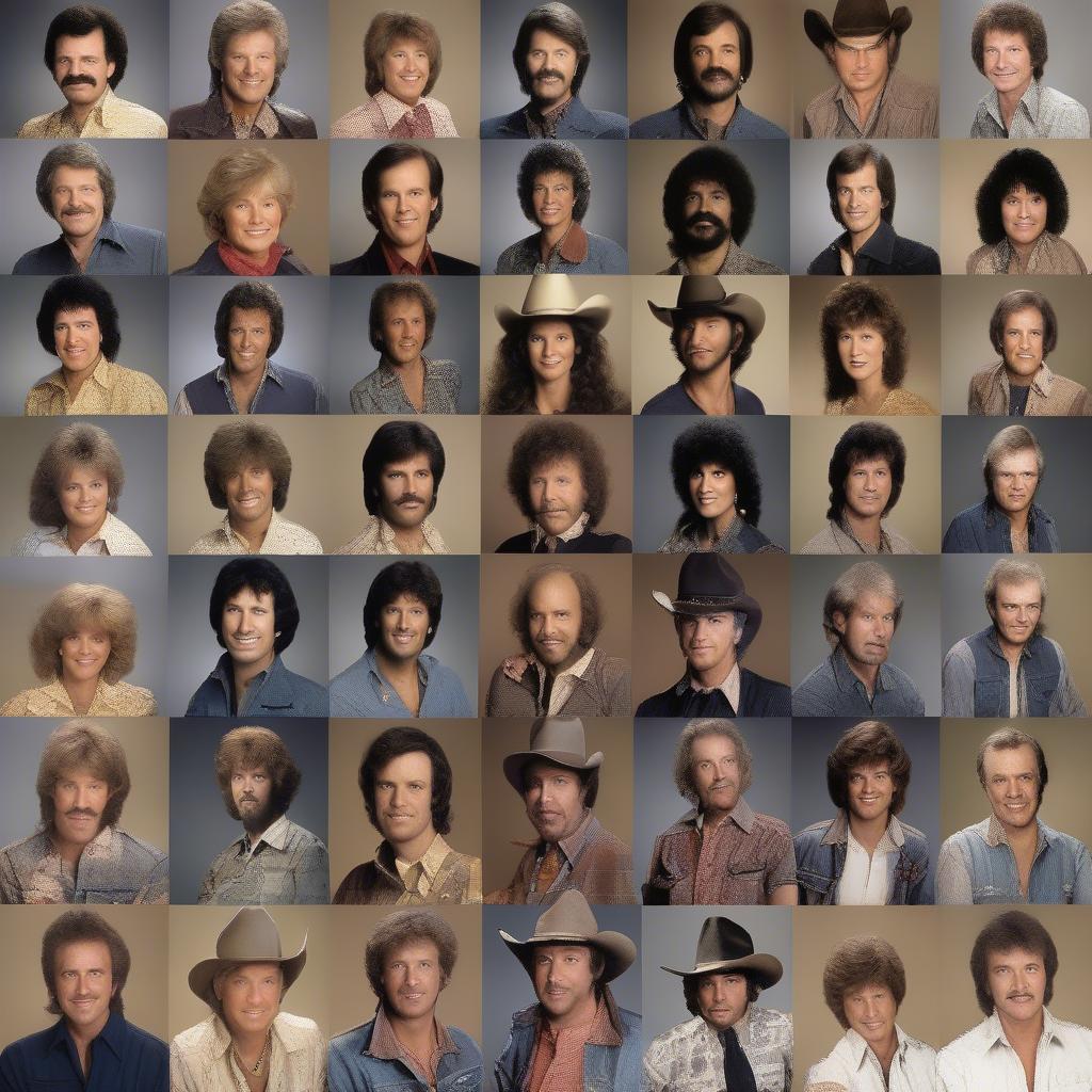 Studio portraits of popular country music artists from 1982.