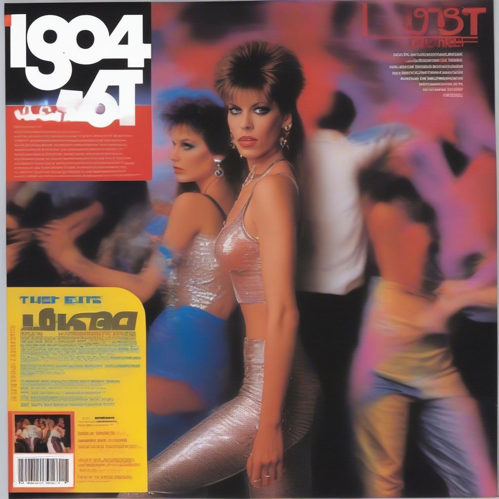 1984 Dance Music Cultural Impact: Images depicting 80s fashion trends, dance clubs, movie scenes featuring 1984's hit songs, and magazine covers showcasing the era's music scene.