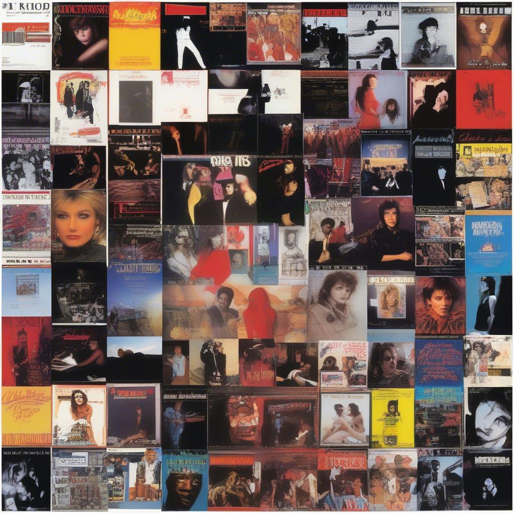 Top Artists and Albums of 1985:  A compilation of album covers from the top-selling artists of 1985, showcasing a range of musical genres and highlighting the commercial success of these artists.