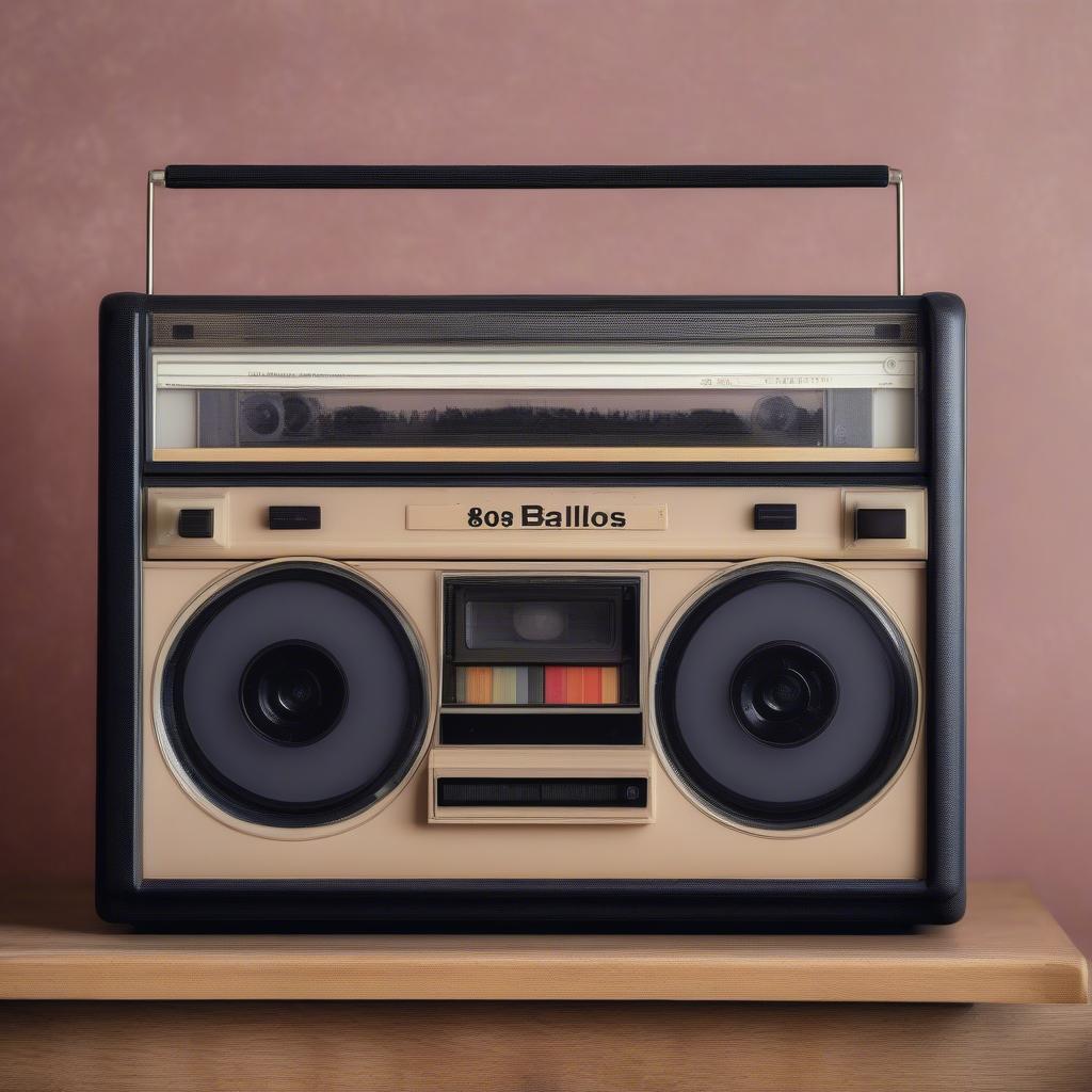 Cassette Tape with 1989 Power Ballads Title on a Boombox