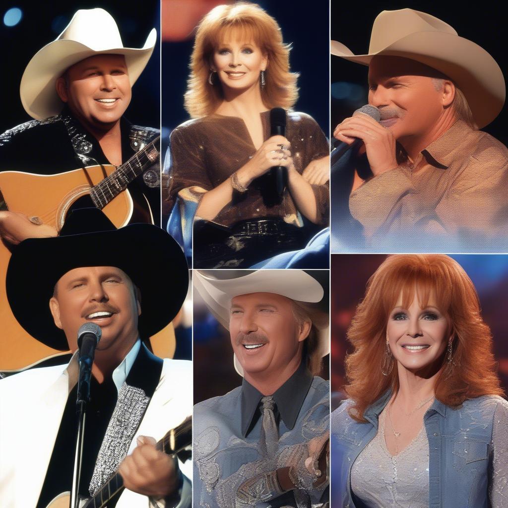 1990 Country Music Icons: Garth Brooks, Reba McEntire, and Alan Jackson