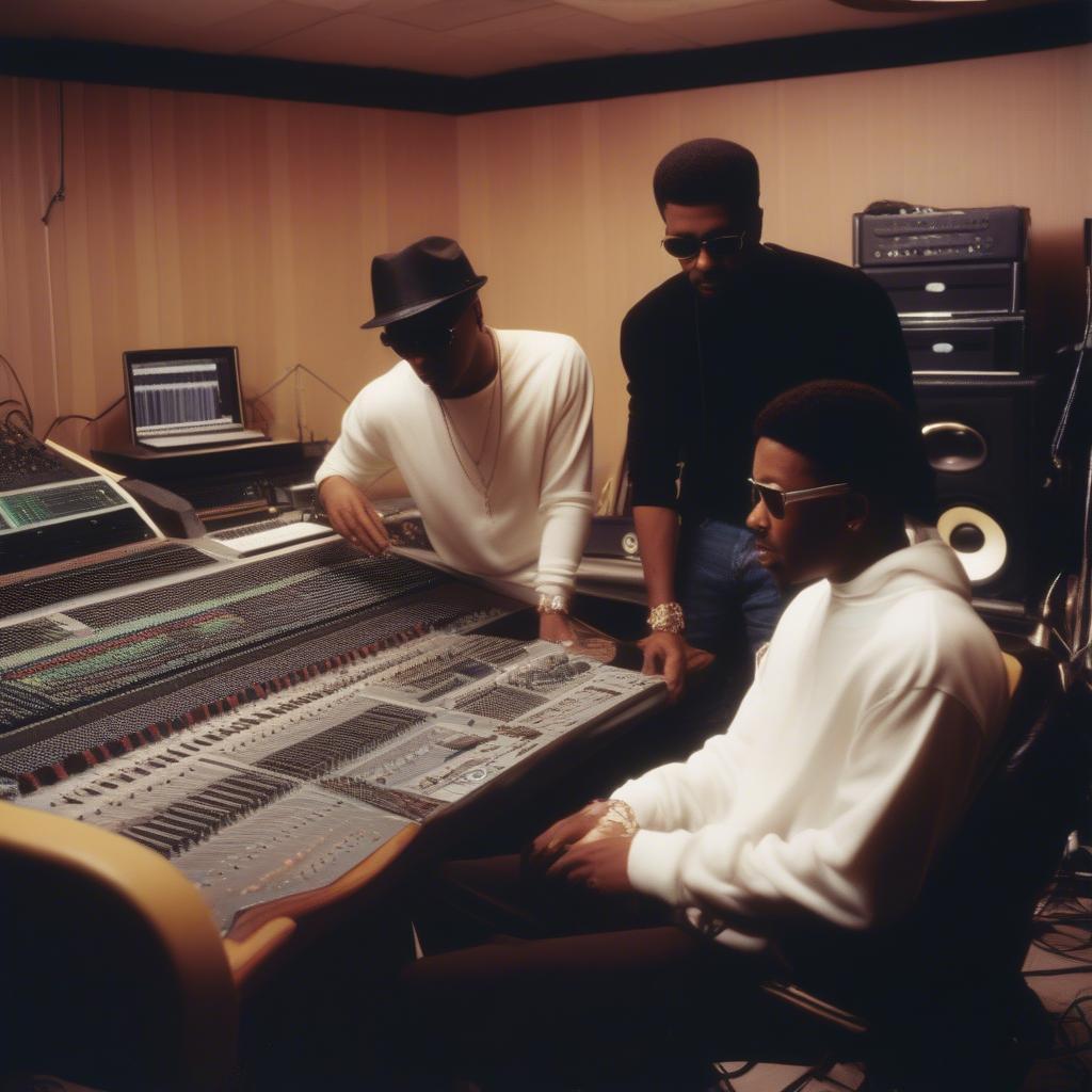 Babyface and Teddy Riley in a recording studio