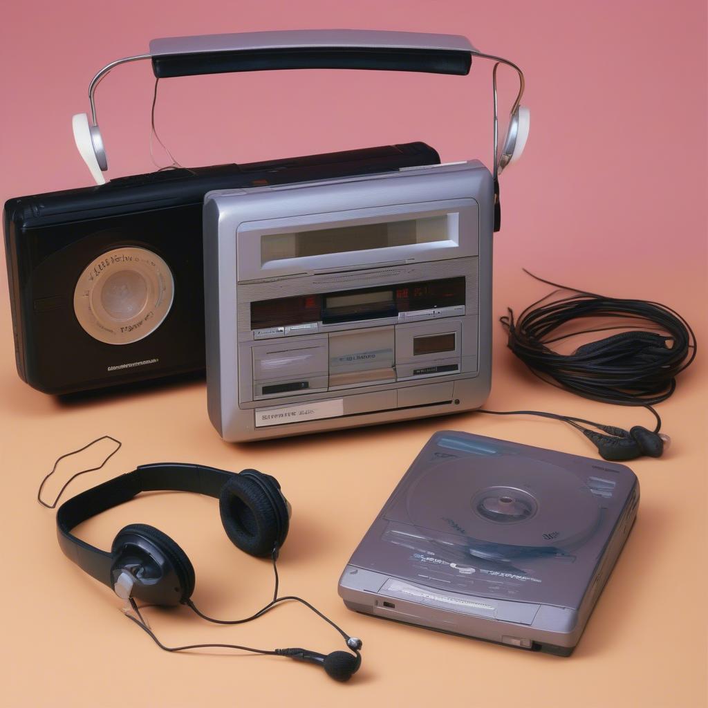 1997 Music Nostalgia: A photo of a vintage cassette tape and CD player, representing the way music was consumed in the late 90s. This image evokes feelings of nostalgia and memories associated with the music of that era.