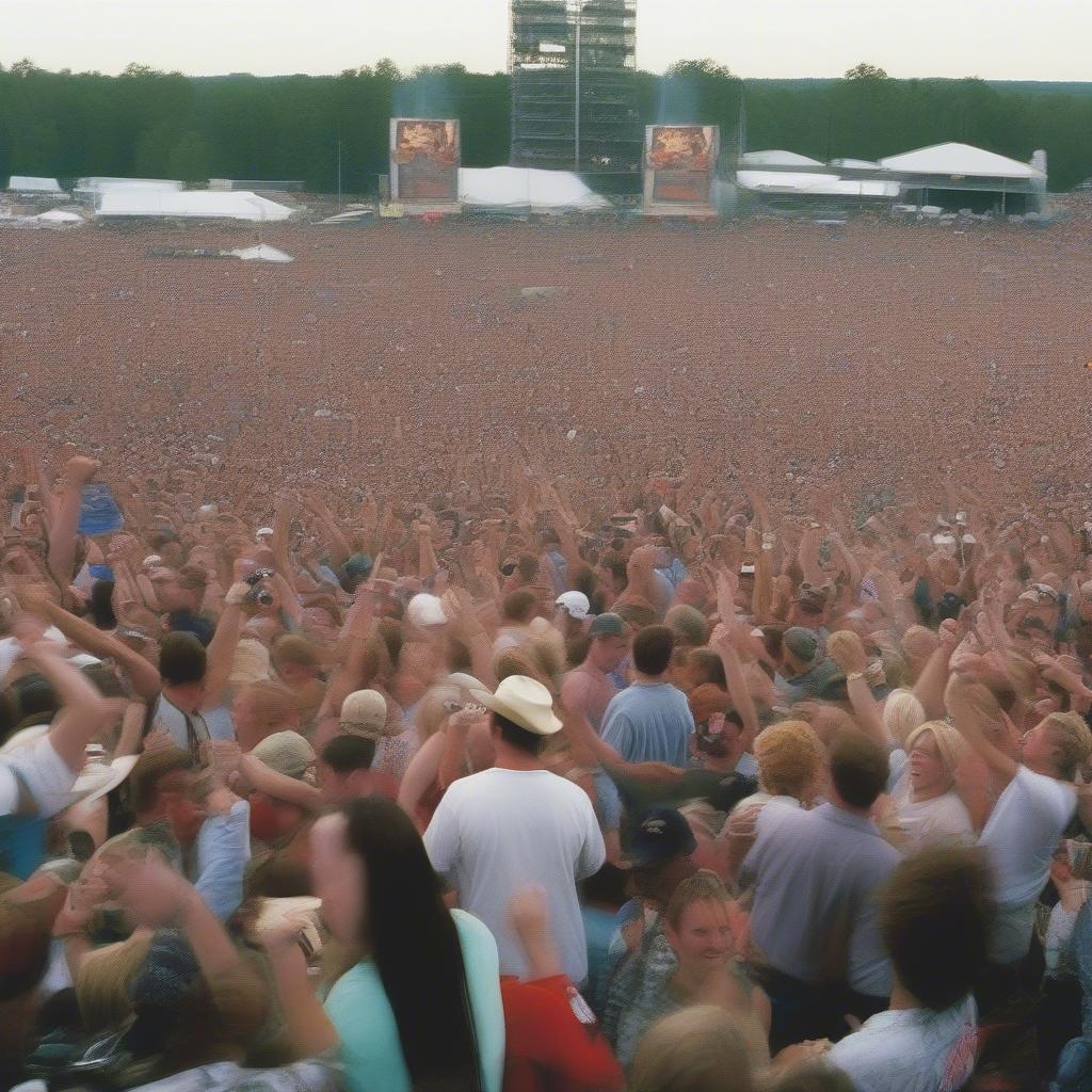 Crowds at a 2000s country music concert