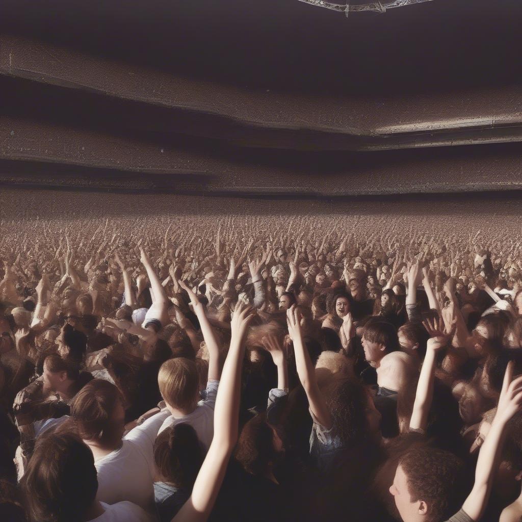 Fans cheering and enjoying a rock concert during the 2000s