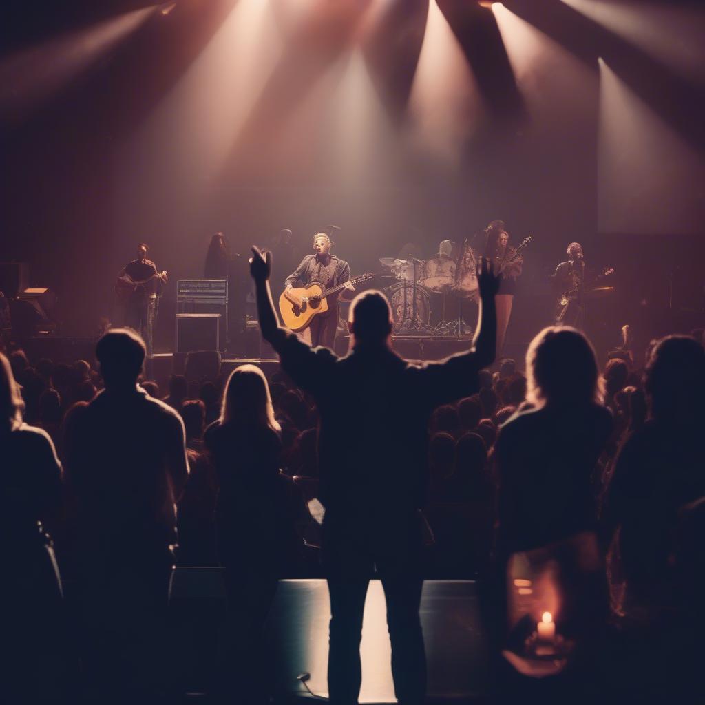 A worship band leading a congregation in song