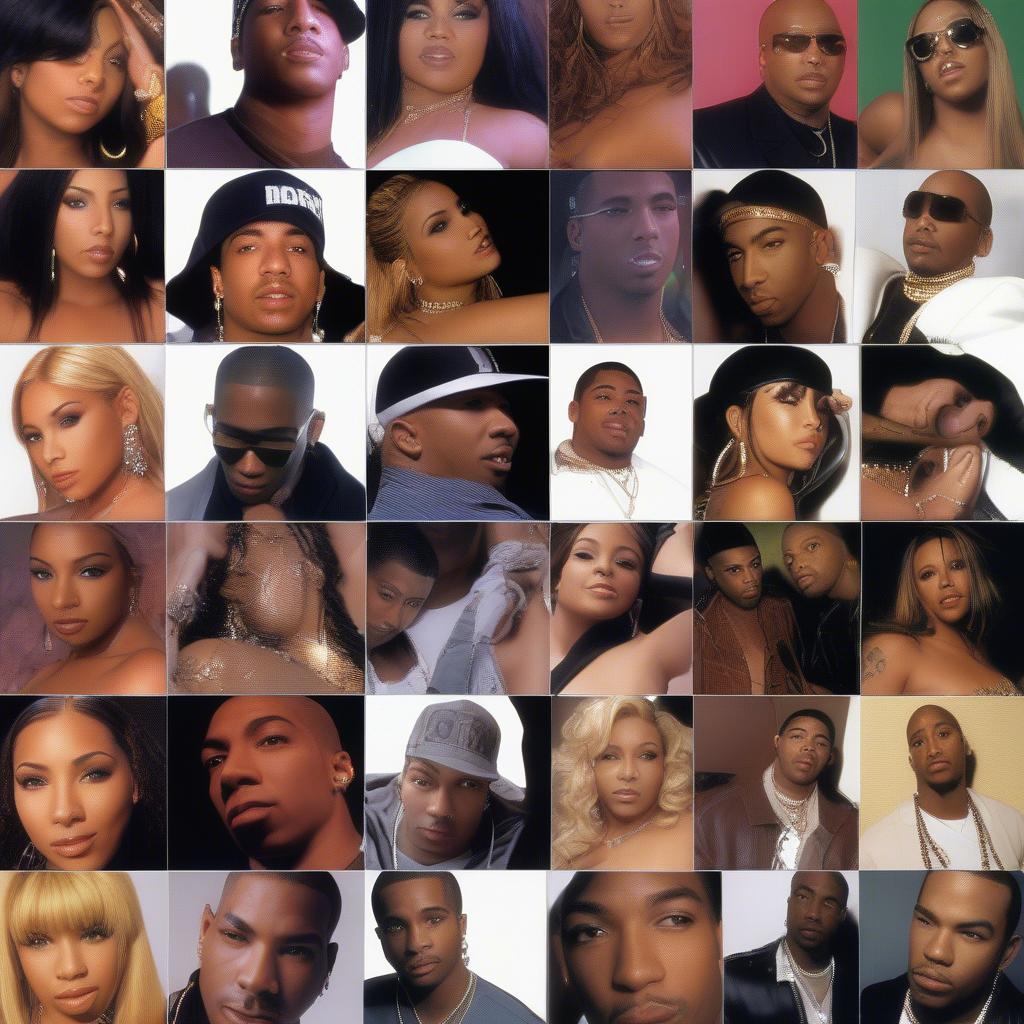 Image depicting a collage of 2001 prominent R&B and Hip-hop artists