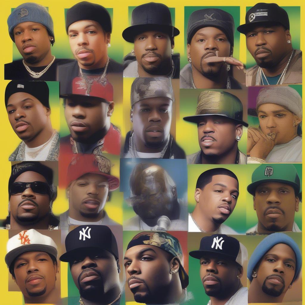 A collage of 2003 rappers