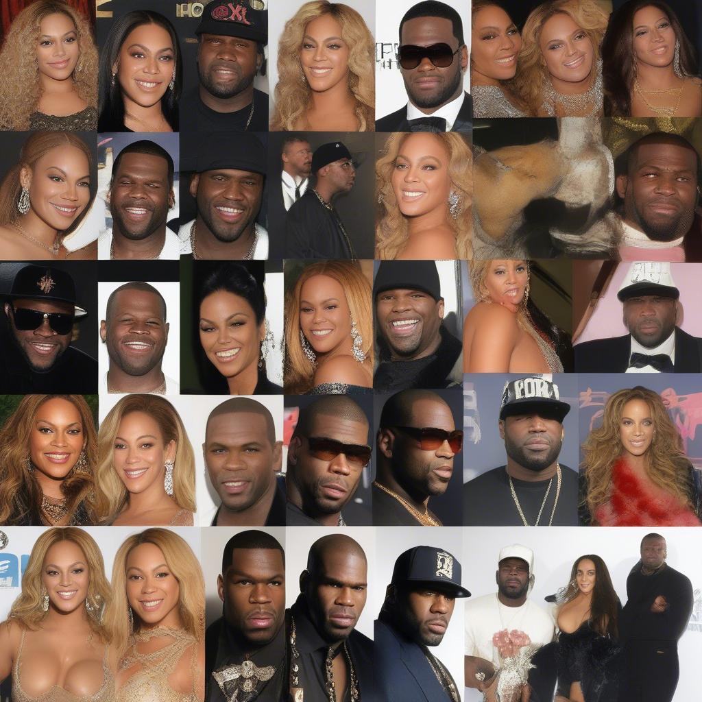 Top Artists of 2003: Images of Beyoncé, 50 Cent, and R. Kelly, highlighting their contributions to the year's music scene.