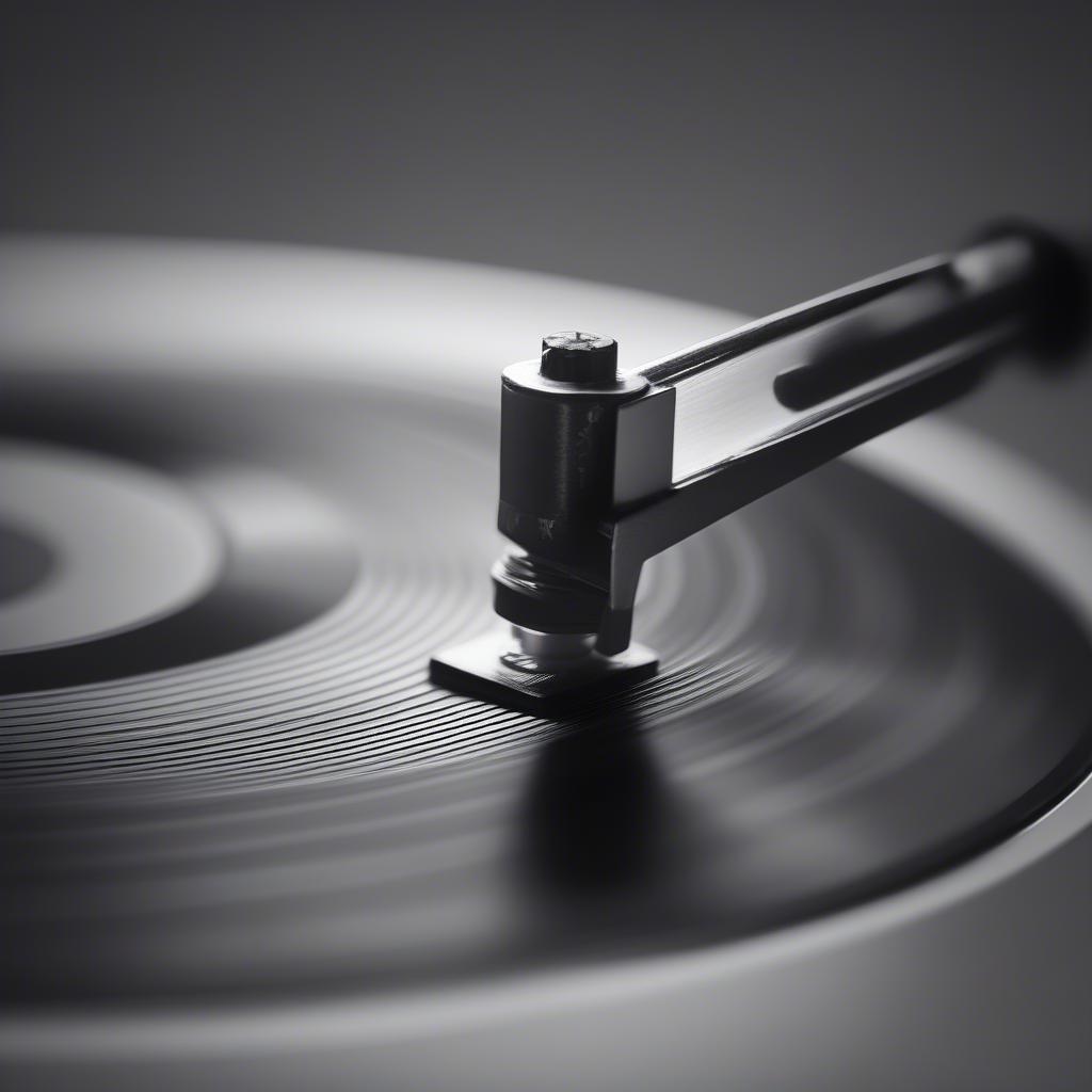 Close-up of a Turntable Needle on a Vinyl Record