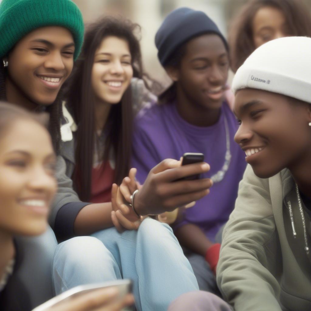 A group of teenagers listening to music on an iPod in 2005