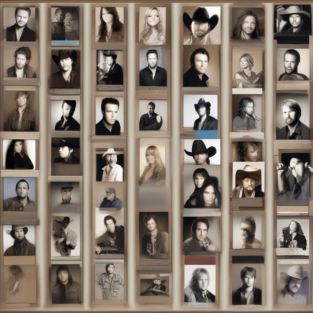 2009 Country Music Stars: Portraits of popular artists who dominated the charts.