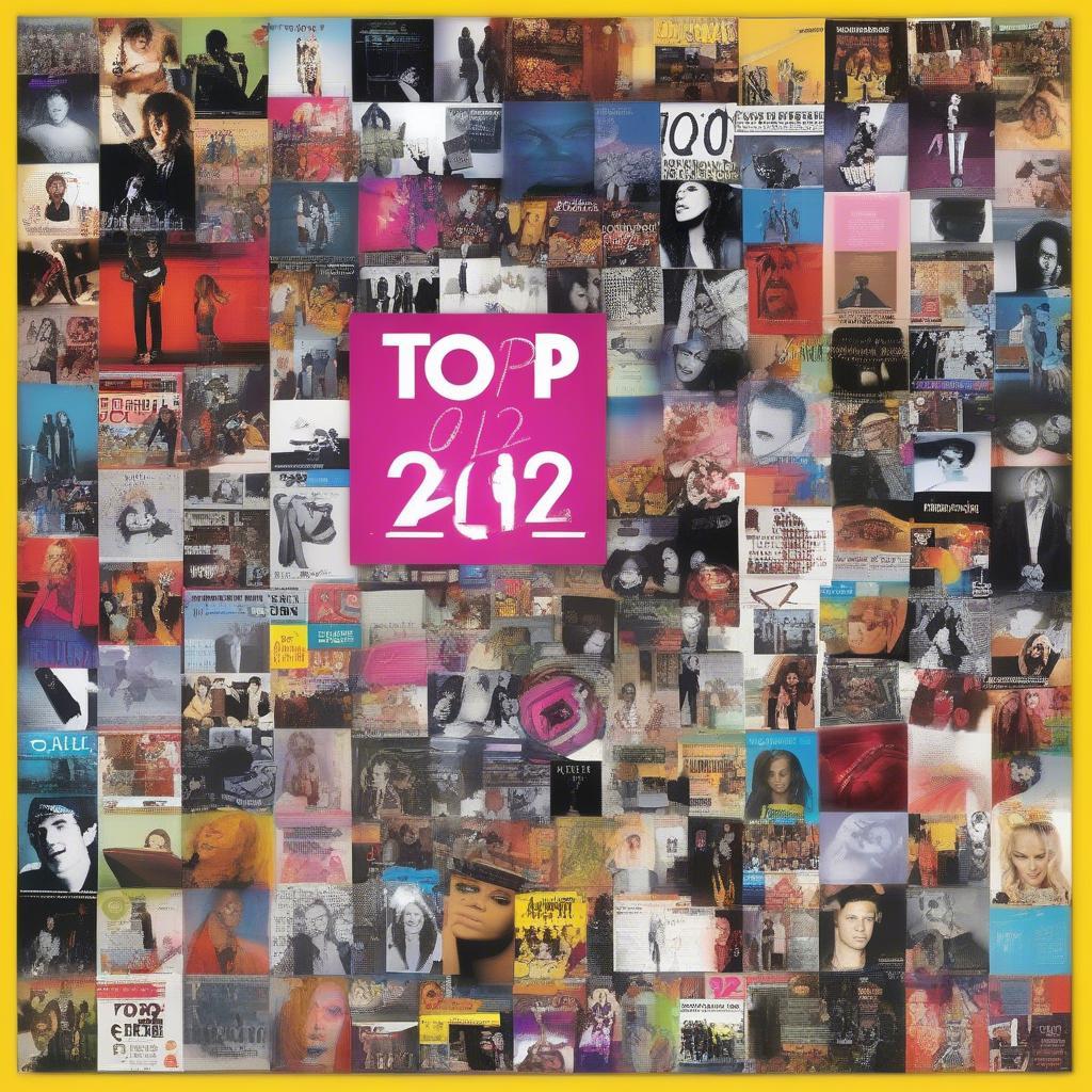 A collage of album covers and artist photos representing the top pop songs of 2012.