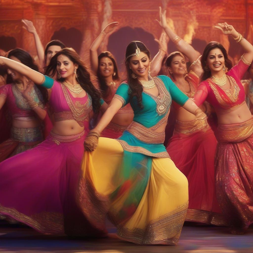 A scene from a 2014 Bollywood movie featuring a popular song