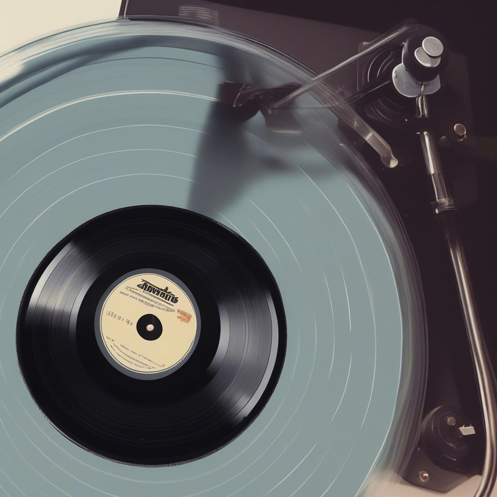 Vinyl record playing on a turntable