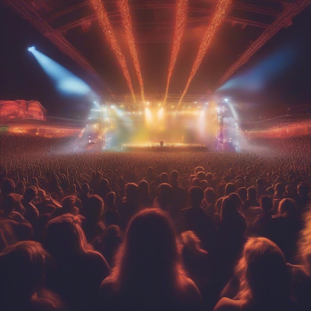 A crowd at a concert in 2015 enjoying the music.