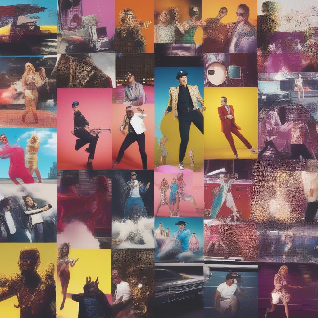 Impact of Music Videos on 95.7 Top Songs 2015: A collage of iconic music video scenes from 2015, illustrating the visual storytelling that amplified the impact of the year's biggest hits.