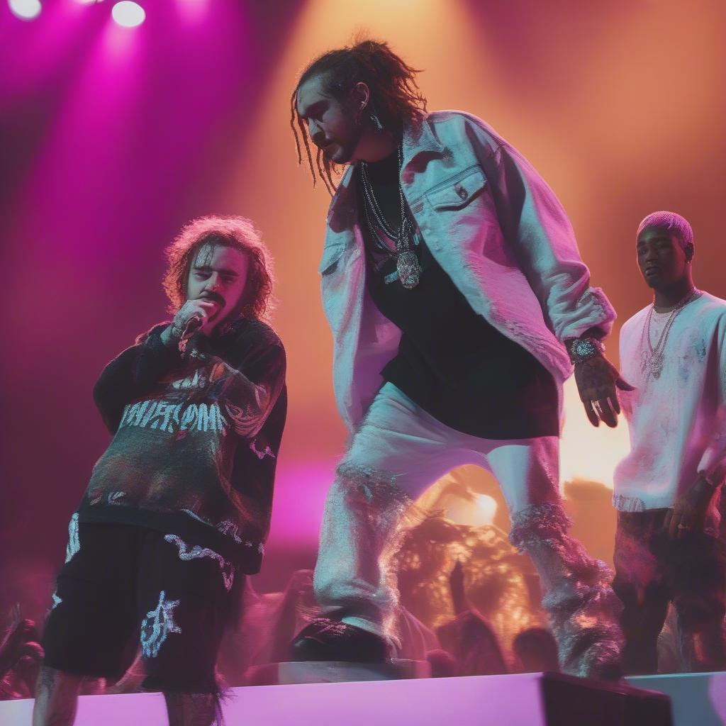 Post Malone and Lil Uzi Vert performing.