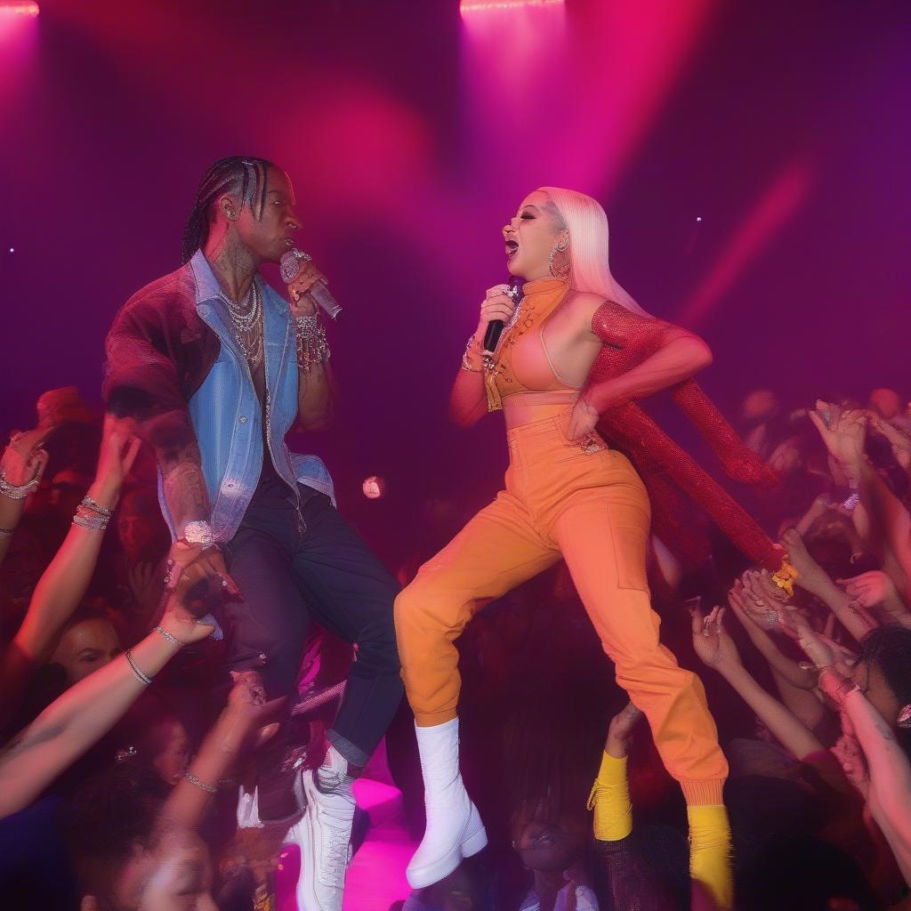 Travis Scott and Cardi B Performing