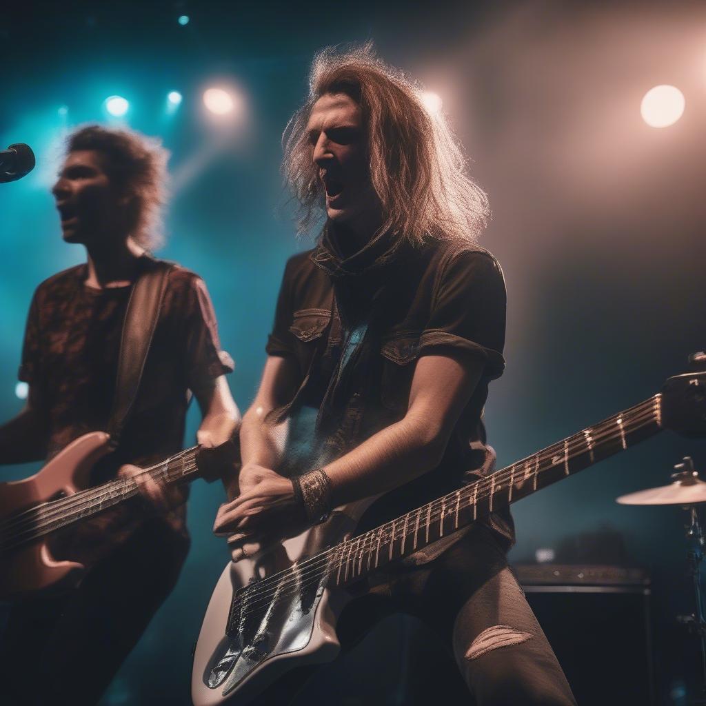 Band performing on stage at a 2018 rock festival