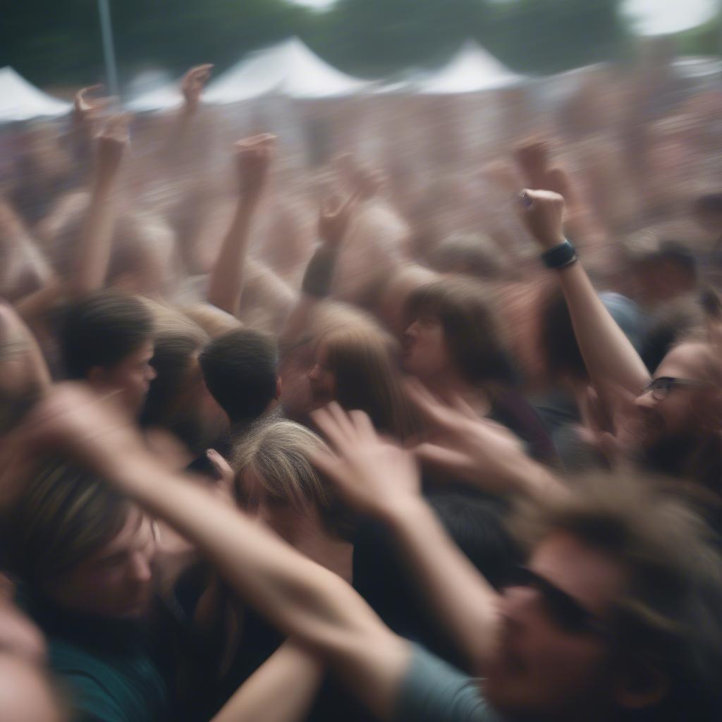 Fans moshing at a 2018 rock festival