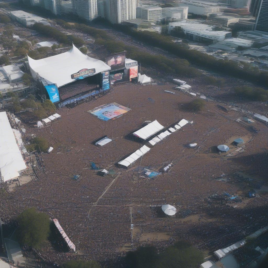 Aerial view of the crowd at Rolling Loud LA 2018