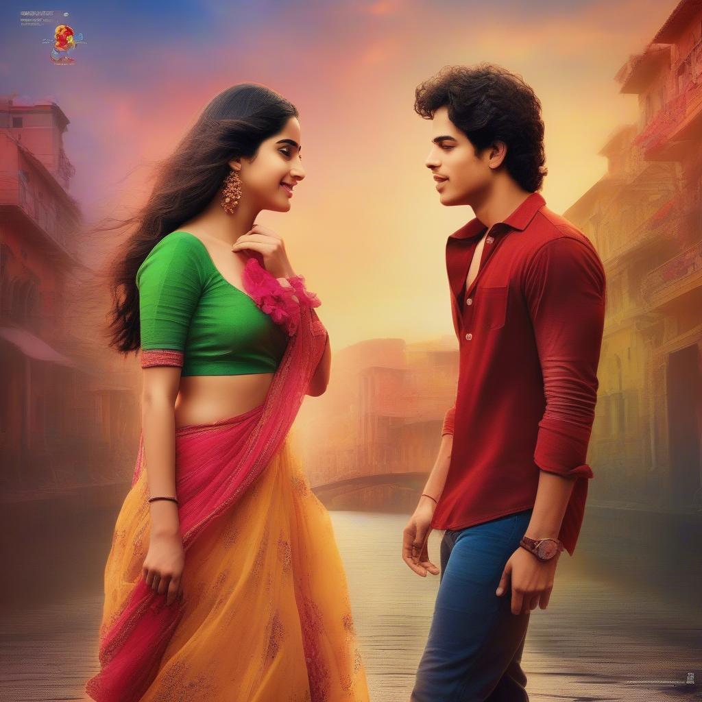 Dhadak title track movie poster with Ishaan Khatter and Janhvi Kapoor