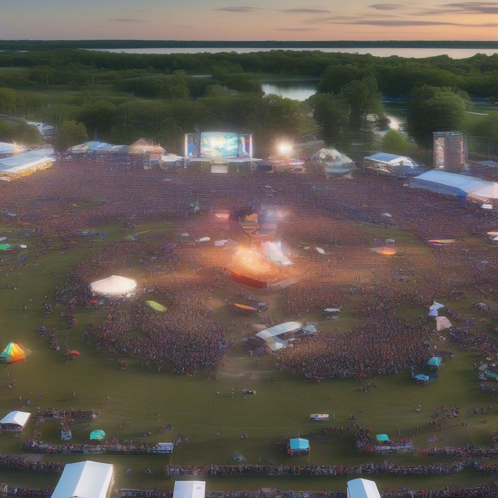 Wide shot of the energetic crowd at the 2019 Country LakeShake festival