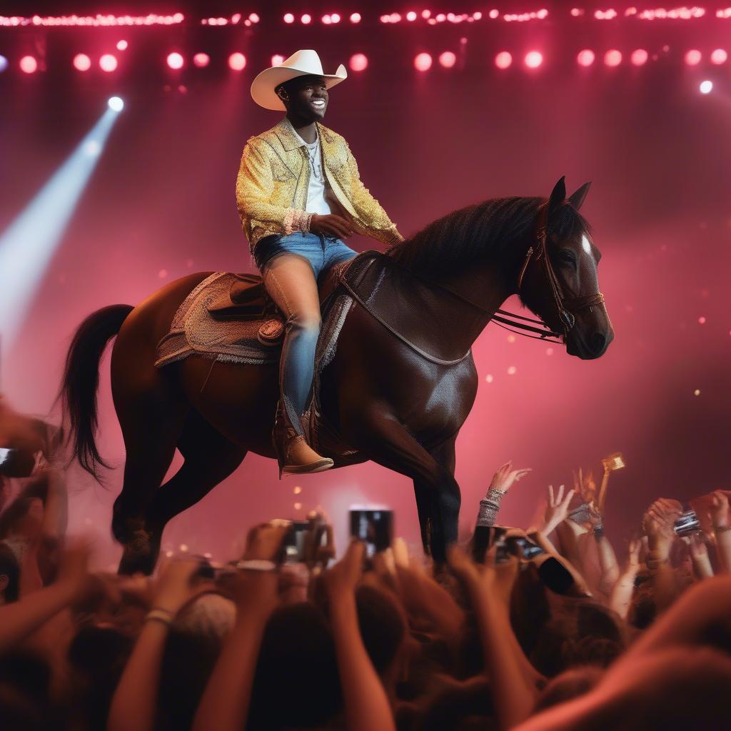 Lil Nas X performing "Old Town Road" at a 2019 music festival