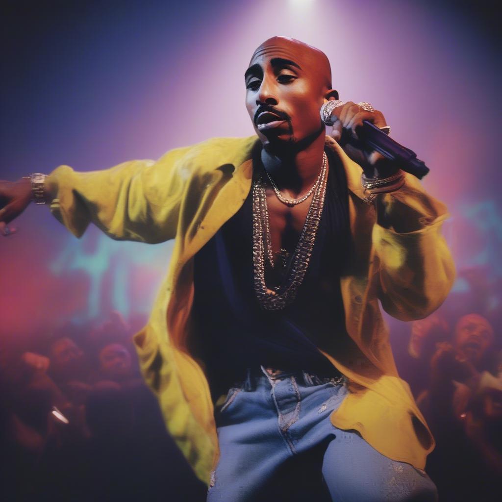 2Pac performing live on stage