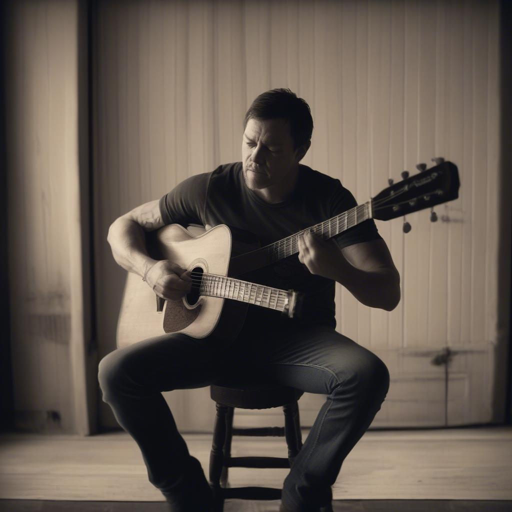 Brad Arnold of 3 Doors Down performing "Here Without You" acoustically. The image highlights the emotional depth of the song and Arnold's expressive vocals.