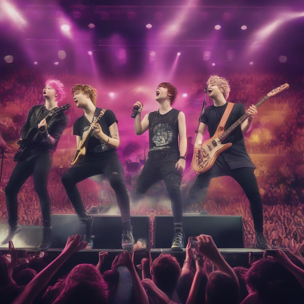 5 Seconds of Summer performing live on stage