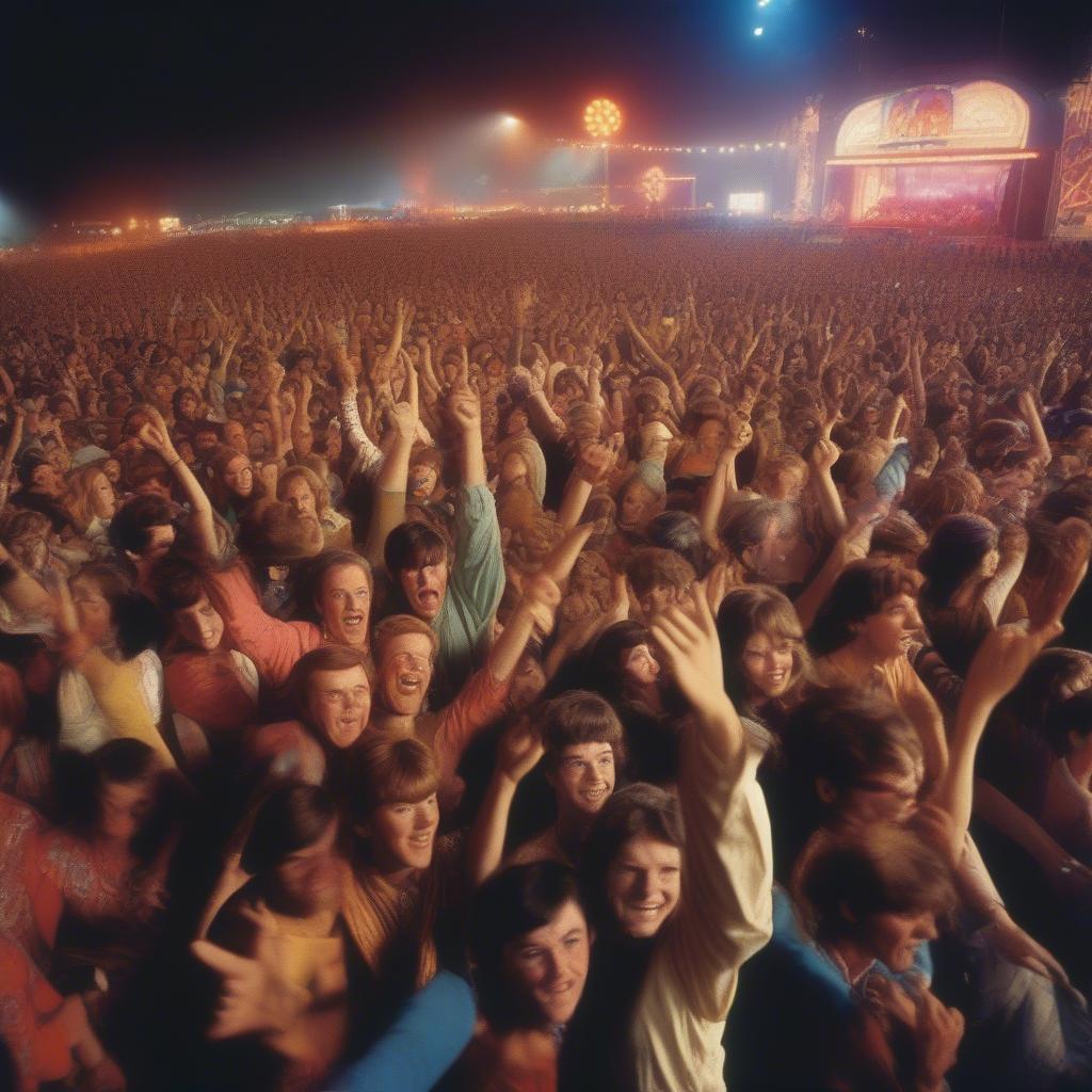 1960s Music Festival Crowd