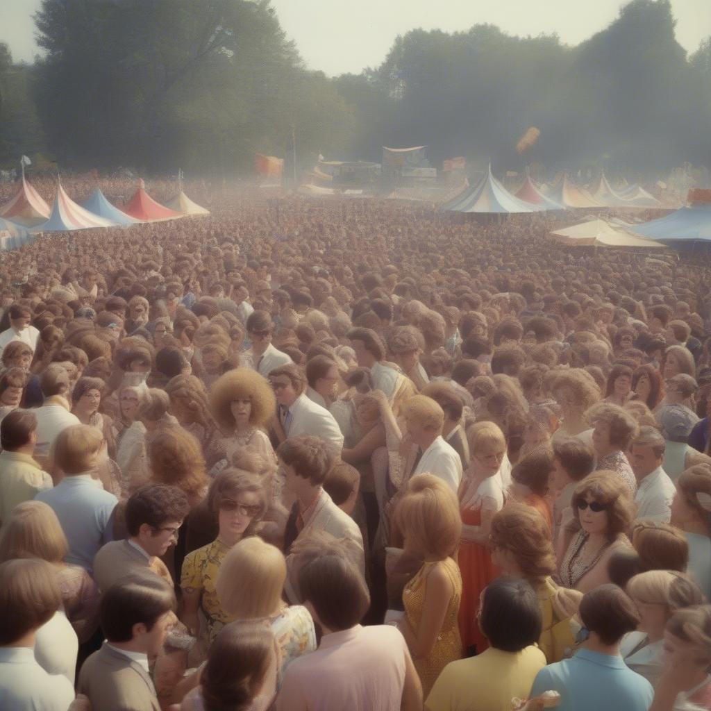 Crowd at a 1960s music festival