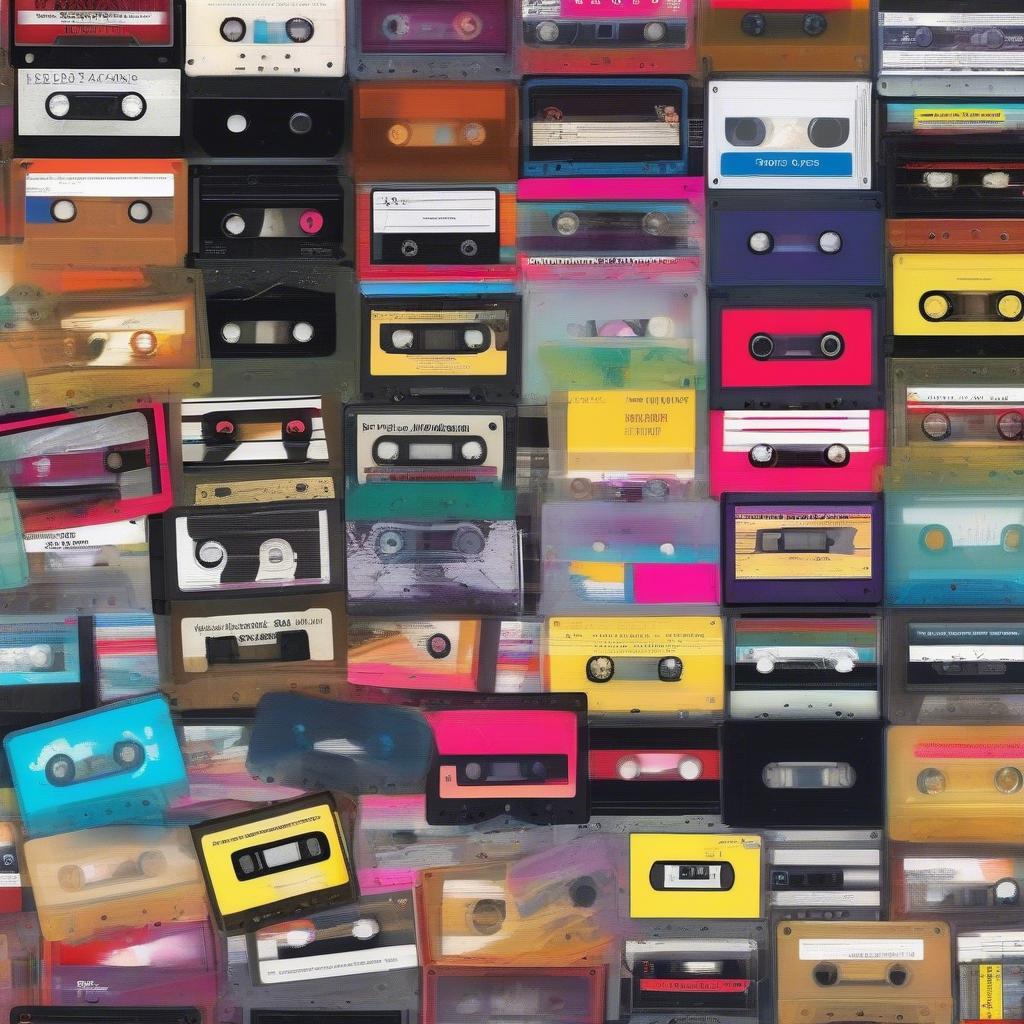 Cassette Tapes Representing 70s and 80s Music