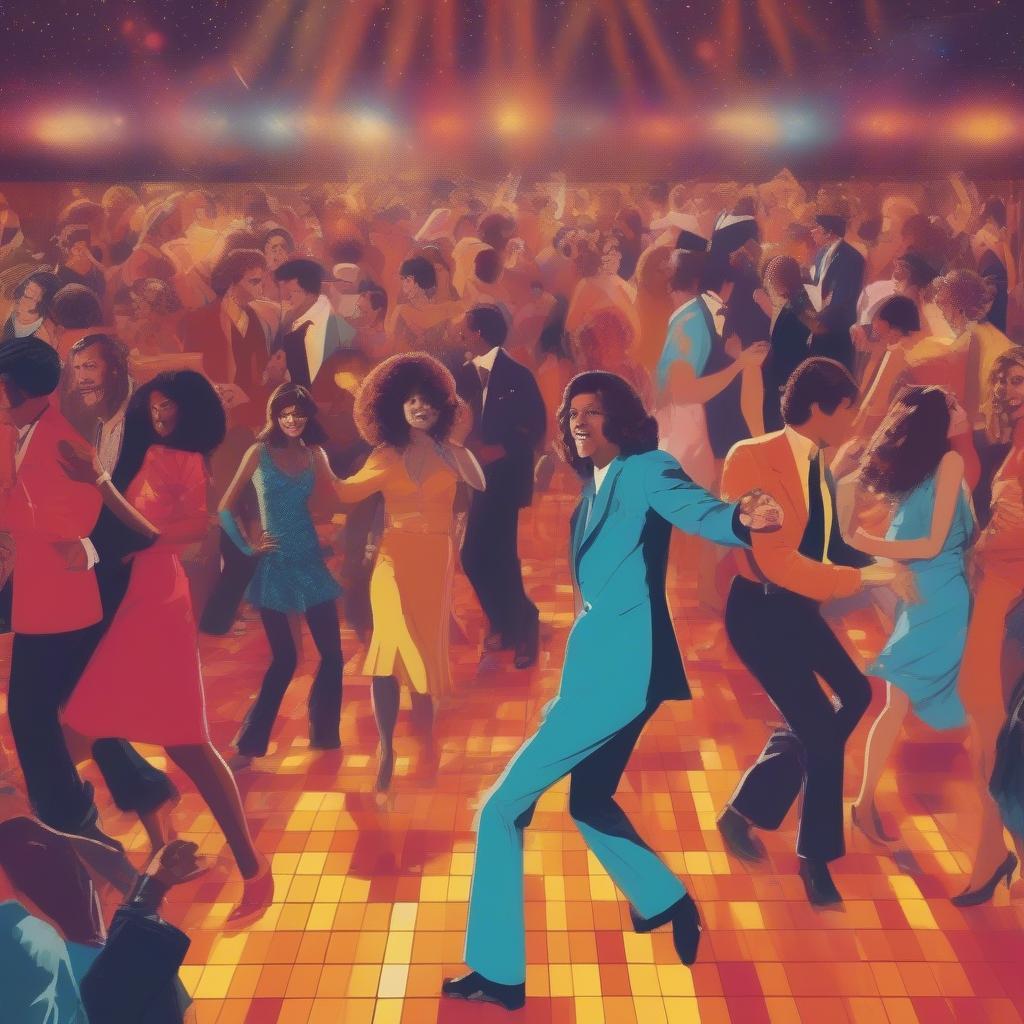 People Dancing at a 70s Disco