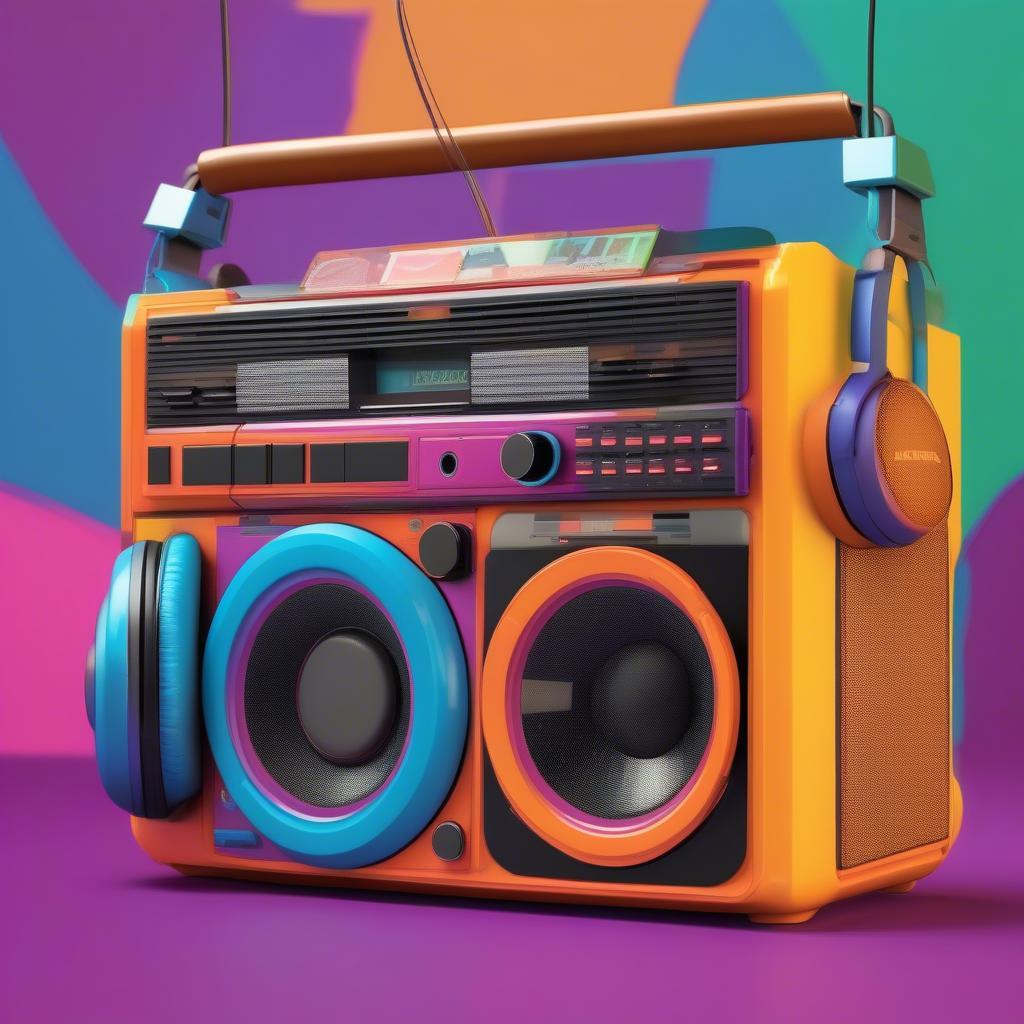 80s Boombox and Headphones